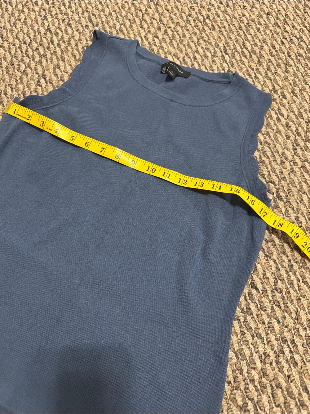 Ann Taylor Navy Scallop-Trim Sleeveless Knit Tank - Picture 5 of 6